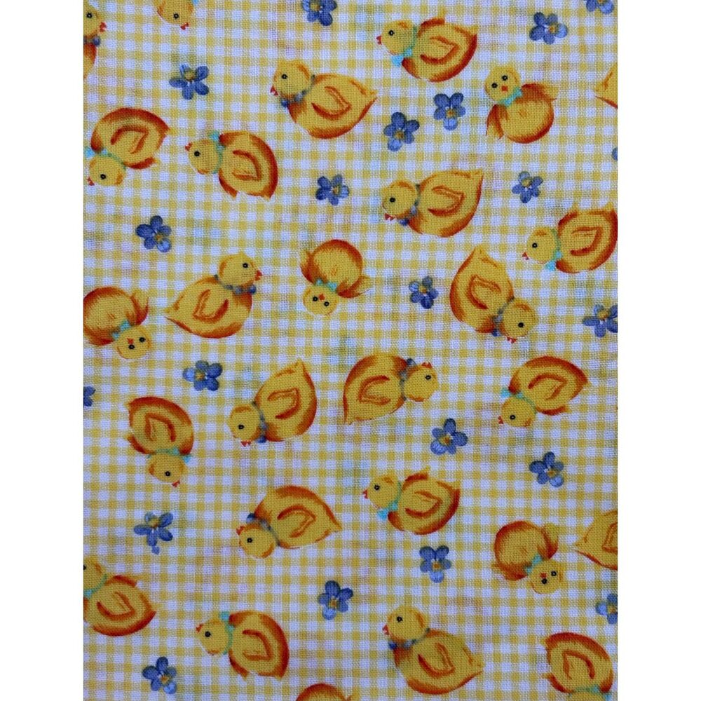 Vintage Woodrow Studio Ducks Gingham Floral Cotton Fabric 29"L x 43"W